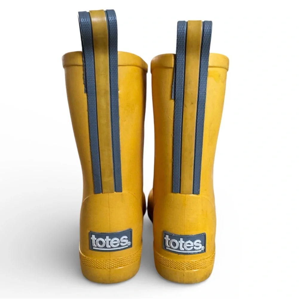 Totes Kids Waterproof Rubber Rain Boots Pull-On Outdoor Mustard Yellow Youth 5–6